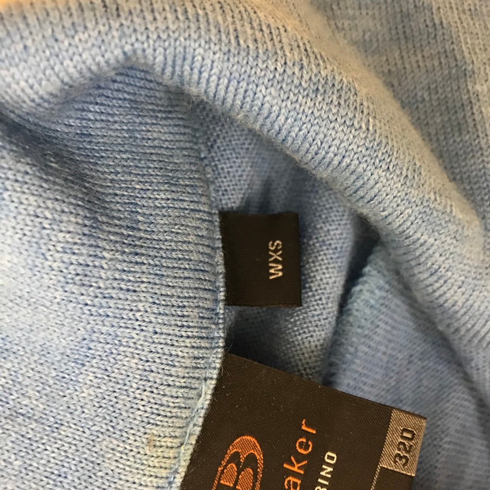 Icebreaker Sport 320 Blue 100% Merino Wool Quarter Zip Pullover WXS Thumbholes - Picture 8 of 10